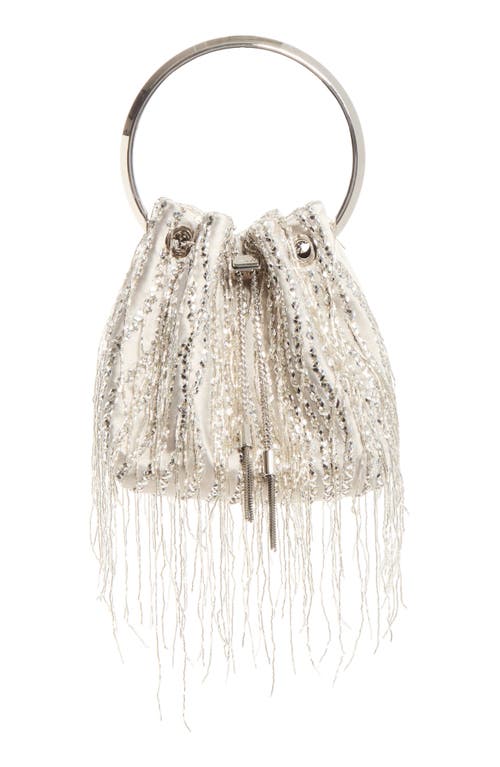 Jimmy Choo Jimmy Choo Bon Bon Beaded Fringe Satin Bucket Bag