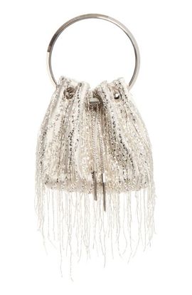 Jimmy Choo Jimmy Choo Bon Bon Beaded Fringe Satin Bucket Bag