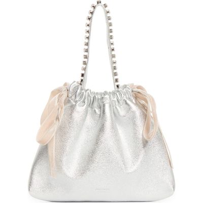 Jimmy Choo Jimmy Choo Bon Bon Crystal Top Handle Leather Bag