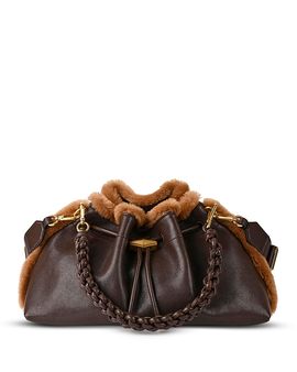 Jimmy Choo Jimmy Choo Bon Bon Leather & Shearling Bucket Bag