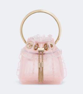 Jimmy Choo Jimmy Choo Bon Bon Micro lace-trimmed bucket bag