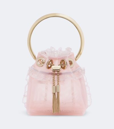 Jimmy Choo Jimmy Choo Bon Bon Micro lace-trimmed bucket bag