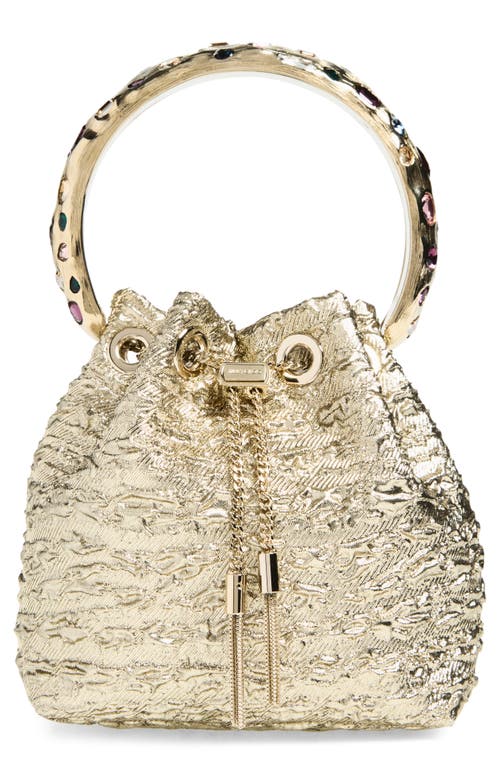Jimmy Choo Jimmy Choo Bon Bon Puckered Metallic Jacquard Top Handle Bag