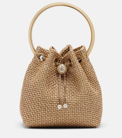 Jimmy Choo Jimmy Choo Bon Bon Small raffia-effect bucket bag