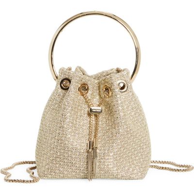 Jimmy Choo Jimmy Choo Bon Bon Woven Metallic Top Handle Bag