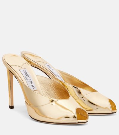 Jimmy Choo Jimmy Choo Brigitte 100 mirrored leather mules