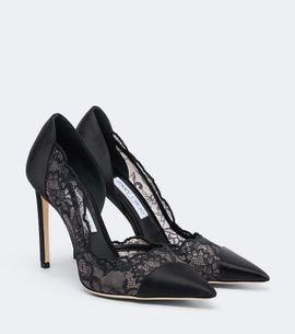 Jimmy Choo Jimmy Choo Brigitte lace-trimmed satin pumps
