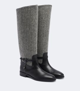Jimmy Choo Jimmy Choo Lawton herringbone and leather knee-high boots