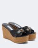 Jimmy Choo Jimmy Choo Leda leather-trimmed raffia wedge mules - 1