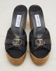 Jimmy Choo Jimmy Choo Leda leather-trimmed raffia wedge mules - 6