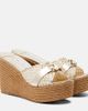 Jimmy Choo Jimmy Choo Leda raffia-trimmed leather wedge espadrilles - 1