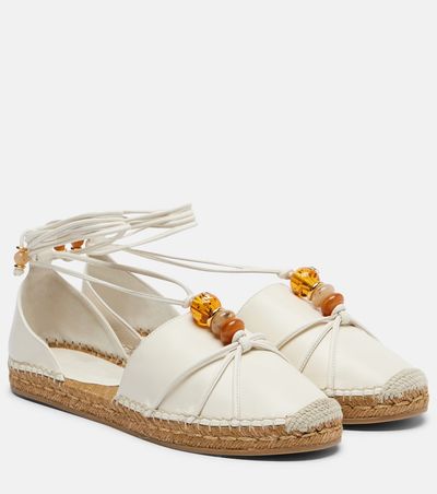 Jimmy Choo Jimmy Choo Lemi beaded leather espadrilles