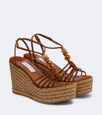Jimmy Choo Jimmy Choo Lemi embellished suede espadrille wedges