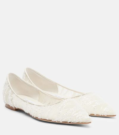 Jimmy Choo Jimmy Choo Love embellished mesh ballet flats