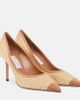 Jimmy Choo Jimmy Choo Love suede-trimmed raffia pumps - 1