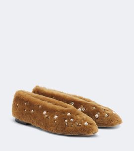 Jimmy Choo Jimmy Choo Margot embellished shearling ballet flats