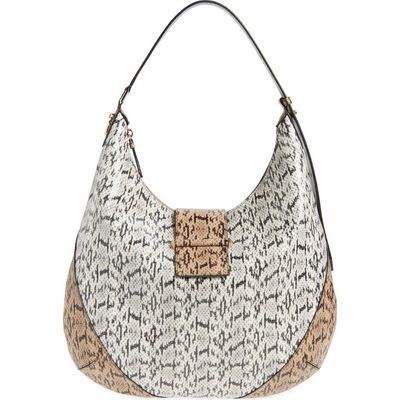 Jimmy Choo Jimmy Choo Medium Bar Snakeskin Embossed Leather Hobo Bag