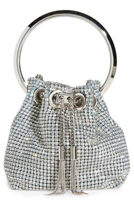 Jimmy Choo Jimmy Choo Micro Bon Bon Crystal Mesh Top Handle Pouch
