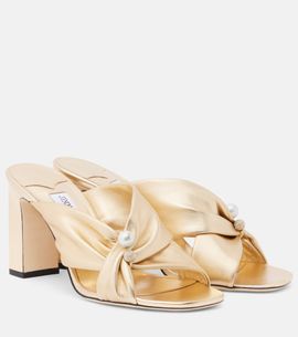 Jimmy Choo Jimmy Choo Rafi embellished metallic leather mules