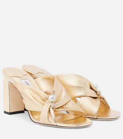 Jimmy Choo Jimmy Choo Rafi embellished metallic leather mules