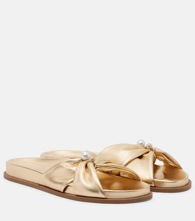 Jimmy Choo Jimmy Choo Rafi embellished metallic leather sandals