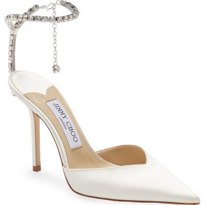 Jimmy Choo Jimmy Choo Saeda Crystal Ankle Strap Pointed Toe Pump