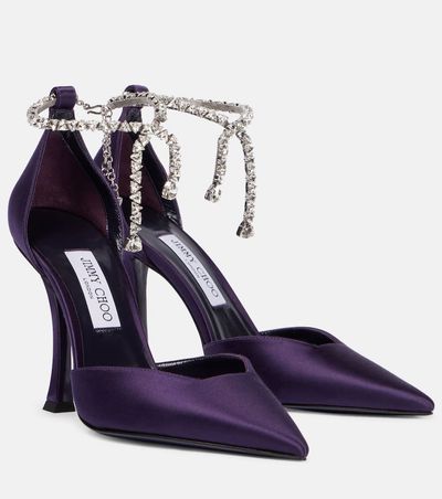Jimmy Choo Jimmy Choo Stevie 100 embellished satin pumps