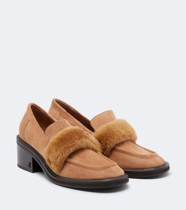 Jimmy Choo Jimmy Choo Tylor shearling-trimmed suede loafer pumps