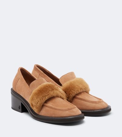 Jimmy Choo Jimmy Choo Tylor shearling-trimmed suede loafer pumps