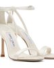 Jimmy Choo Jimmy Choo White Moza 100 Satin Crystal Buckle Heeled Sandals - 4