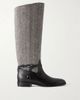 JIMMY CHOO Lawton leather-trimmed herringbone knee boots - 1