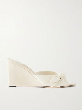 JIMMY CHOO Livi 85 bow-embellished leather wedge sandals