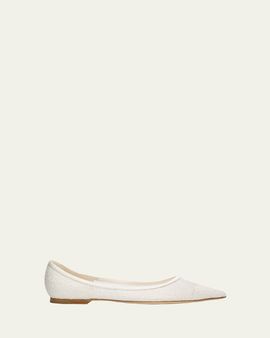 Jimmy Choo Love Floral Lace Pointed-Toe Flats
