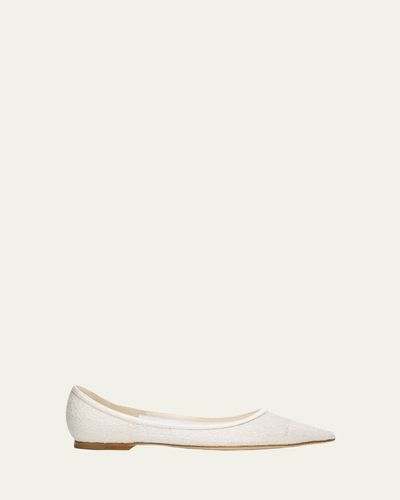 Jimmy Choo Love Floral Lace Pointed-Toe Flats