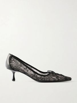 JIMMY CHOO Scarlett 50 leather-trimmed lace pumps