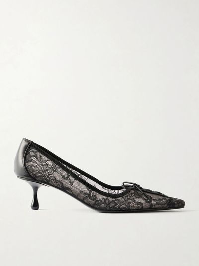 JIMMY CHOO Scarlett 50 leather-trimmed lace pumps