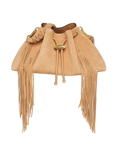 Jimmy Choo Women's Bon Bon Fringe-Trim Suede Shoulder Bag