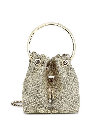 Jimmy Choo Women's Bon Bon Woven Metallic Top Handle Bag