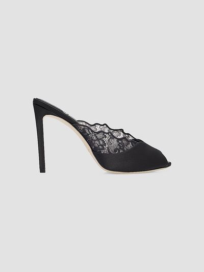 Jimmy Choo Women's Brigitte 100MM Lace & Satin Mules