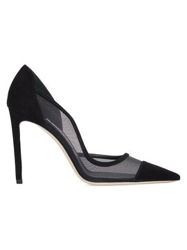 Jimmy Choo Women's Brigitte 100MM Suede and Mesh Pumps