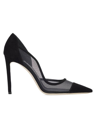 Jimmy Choo Women's Brigitte 100MM Suede and Mesh Pumps
