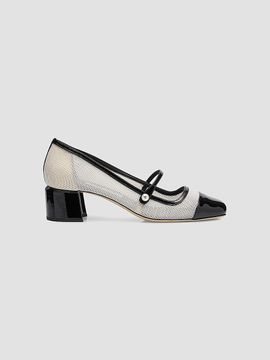 Jimmy Choo Women's Elisa 45MM Mesh & Patent Leather Mary Jane Pumps