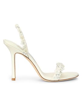 Jimmy Choo Women's Jenn 100MM Daisy-Embroidered Satin Slingback Sandals