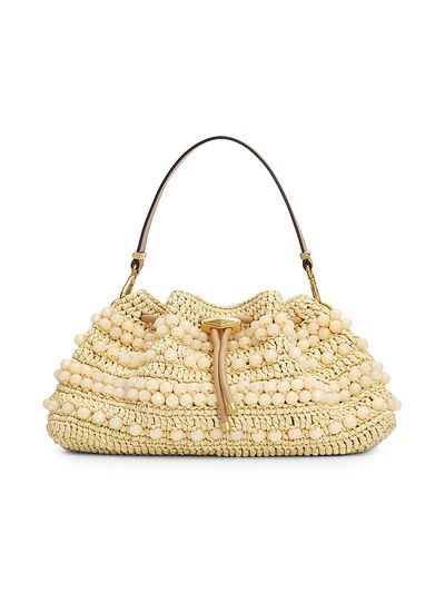 Jimmy Choo Women's Riviera Bon Bon Beaded Raffia Shoulder Bag