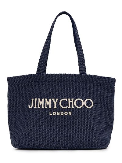 Jimmy Choo Women's Riviera Capsule Logo-Embroidered Raffia Beach Tote Bag