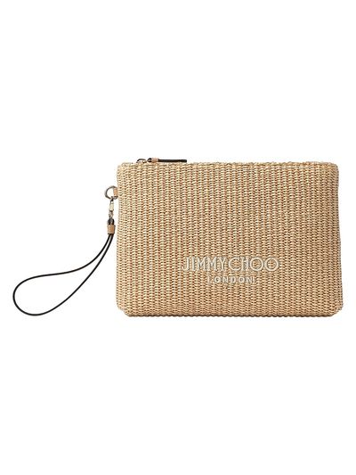Jimmy Choo Women's Riviera Capsule Raffia Flat Pouch