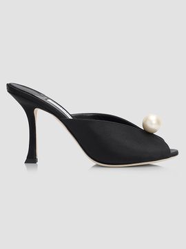 Jimmy Choo Women's Ziri 90MM Imitation-Pearl Satin Mules