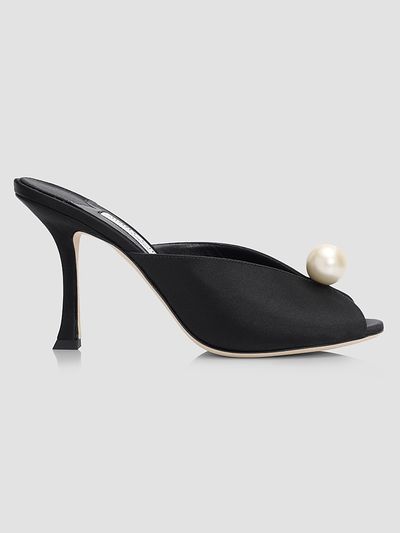 Jimmy Choo Women's Ziri 90MM Imitation-Pearl Satin Mules