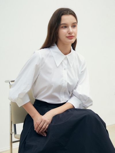 JJ JIGOTT (JJ JIGOTT) Cotton Embroidered Puff Sleeve Blouse (GR4A0BL821)