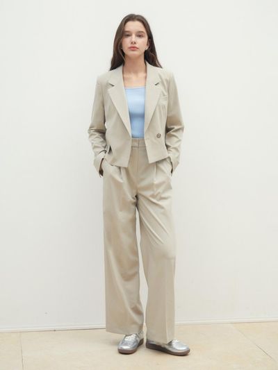 JJ JIGOTT (JJ JIGOTT) High-Waist Single Pleat Wide Pants (GR4A0SLR61)